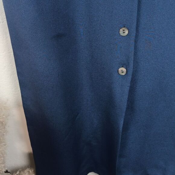 Vintage Talbots Women's Classic Silk Blue Long Sleeve Button Up Midi Dress sz 10 - Picture 15 of 15